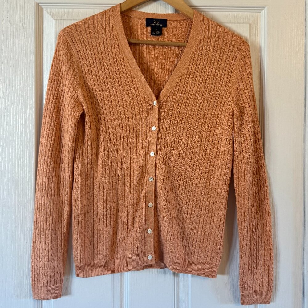 Brooks Brothers 346 Silk/Cashmere Cable-Cardigan with Pearl Buttons | Size Small